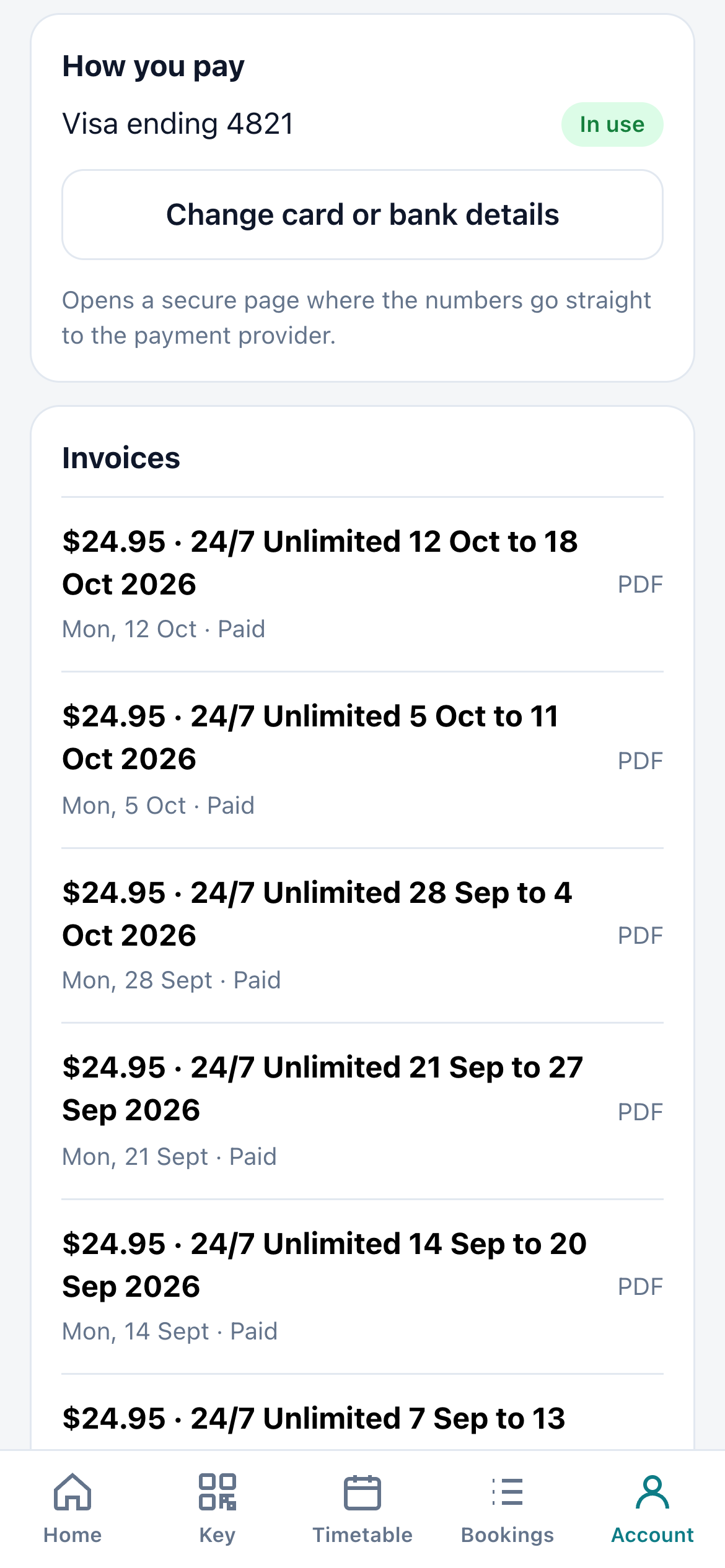 Membership and payments in the member app